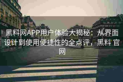 黑料网APP用户体验大揭秘：从界面设计到使用便捷性的全点评，黑料 官网