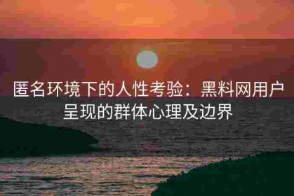匿名环境下的人性考验：黑料网用户呈现的群体心理及边界
