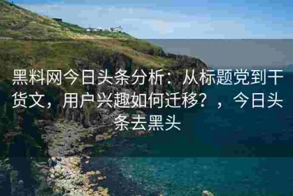 黑料网今日头条分析：从标题党到干货文，用户兴趣如何迁移？，今日头条去黑头