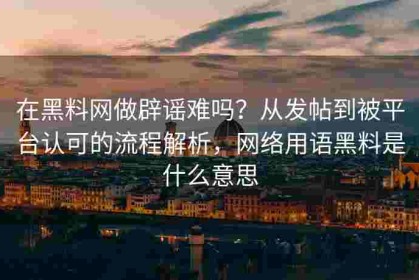 在黑料网做辟谣难吗？从发帖到被平台认可的流程解析，网络用语黑料是什么意思