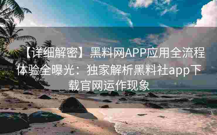 【详细解密】黑料网APP应用全流程体验全曝光：独家解析黑料社app下载官网运作现象