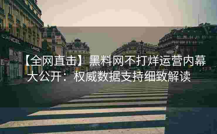 【全网直击】黑料网不打烊运营内幕大公开：权威数据支持细致解读