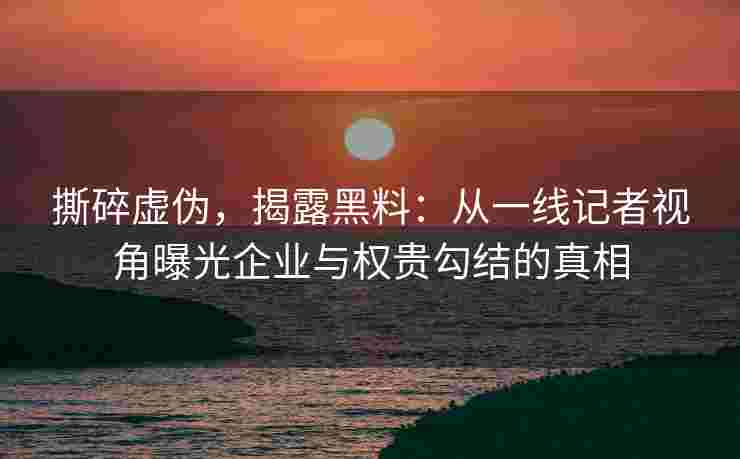 撕碎虚伪，揭露黑料：从一线记者视角曝光企业与权贵勾结的真相