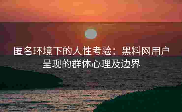 匿名环境下的人性考验：黑料网用户呈现的群体心理及边界