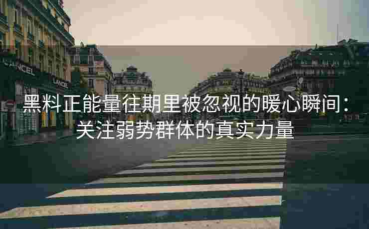 黑料正能量往期里被忽视的暖心瞬间：关注弱势群体的真实力量