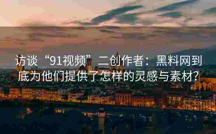 访谈“91视频”二创作者：黑料网到底为他们提供了怎样的灵感与素材？