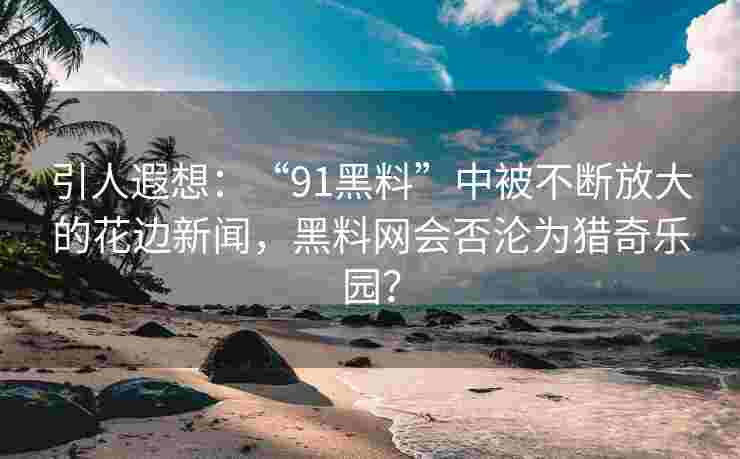 引人遐想：“91黑料”中被不断放大的花边新闻，黑料网会否沦为猎奇乐园？