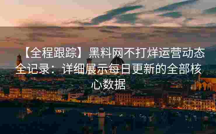 【全程跟踪】黑料网不打烊运营动态全记录：详细展示每日更新的全部核心数据