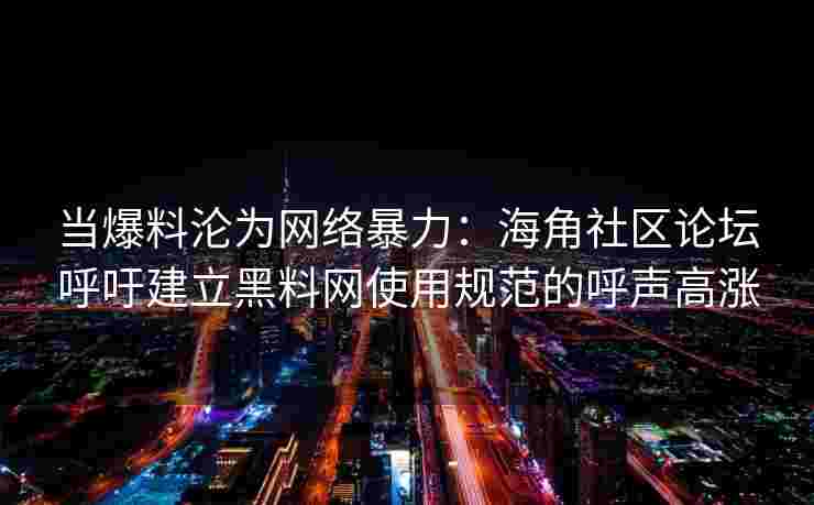 当爆料沦为网络暴力：海角社区论坛呼吁建立黑料网使用规范的呼声高涨