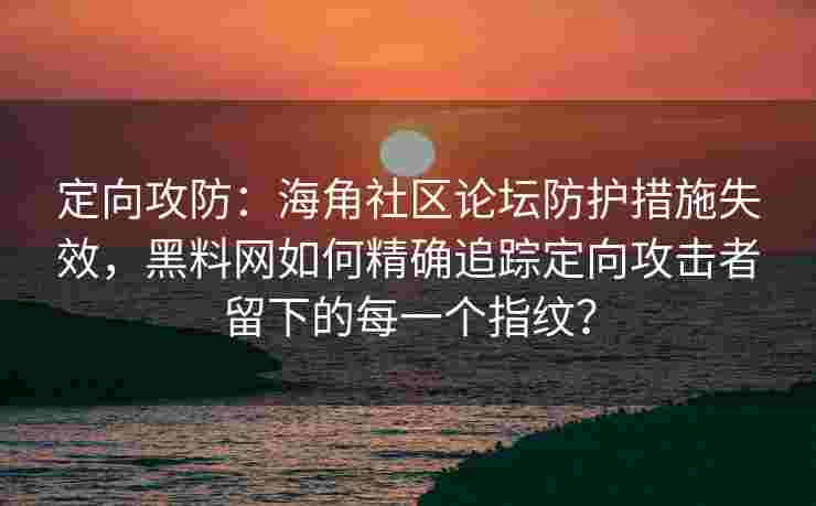 定向攻防：海角社区论坛防护措施失效，黑料网如何精确追踪定向攻击者留下的每一个指纹？