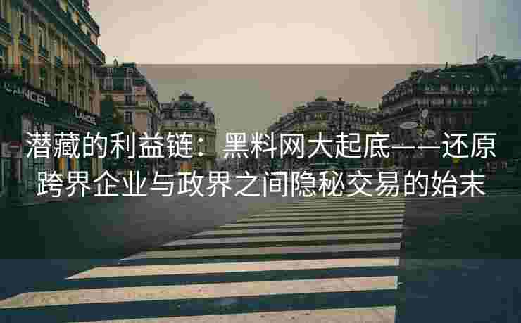 潜藏的利益链：黑料网大起底——还原跨界企业与政界之间隐秘交易的始末