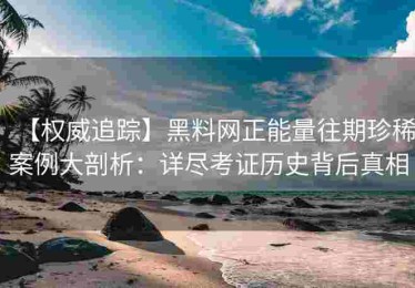 【权威追踪】黑料网正能量往期珍稀案例大剖析：详尽考证历史背后真相