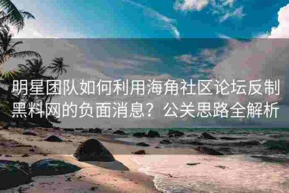 明星团队如何利用海角社区论坛反制黑料网的负面消息？公关思路全解析