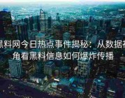 黑料网今日热点事件揭秘：从数据视角看黑料信息如何爆炸传播