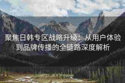 聚焦日韩专区战略升级：从用户体验到品牌传播的全链路深度解析