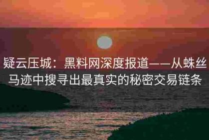 疑云压城：黑料网深度报道——从蛛丝马迹中搜寻出最真实的秘密交易链条